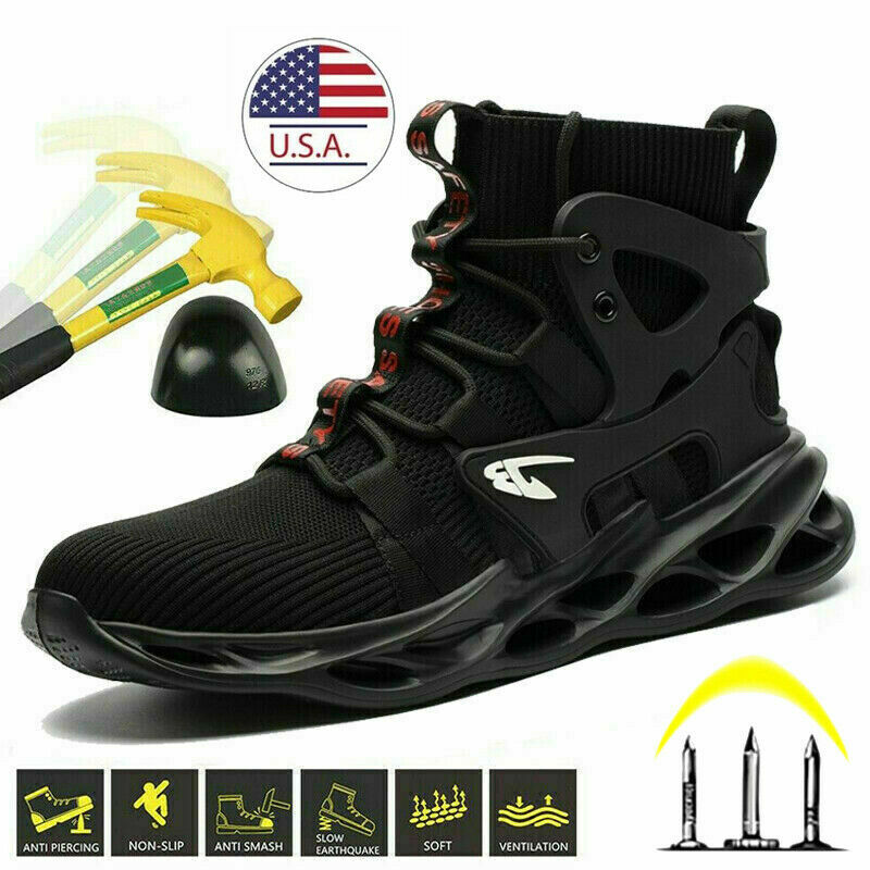 MENS WORK BOOTS STEEL TOE NON SLIP SAFETY SHOES SPORTS INDESTRUCTIBLE SNEAKERS
