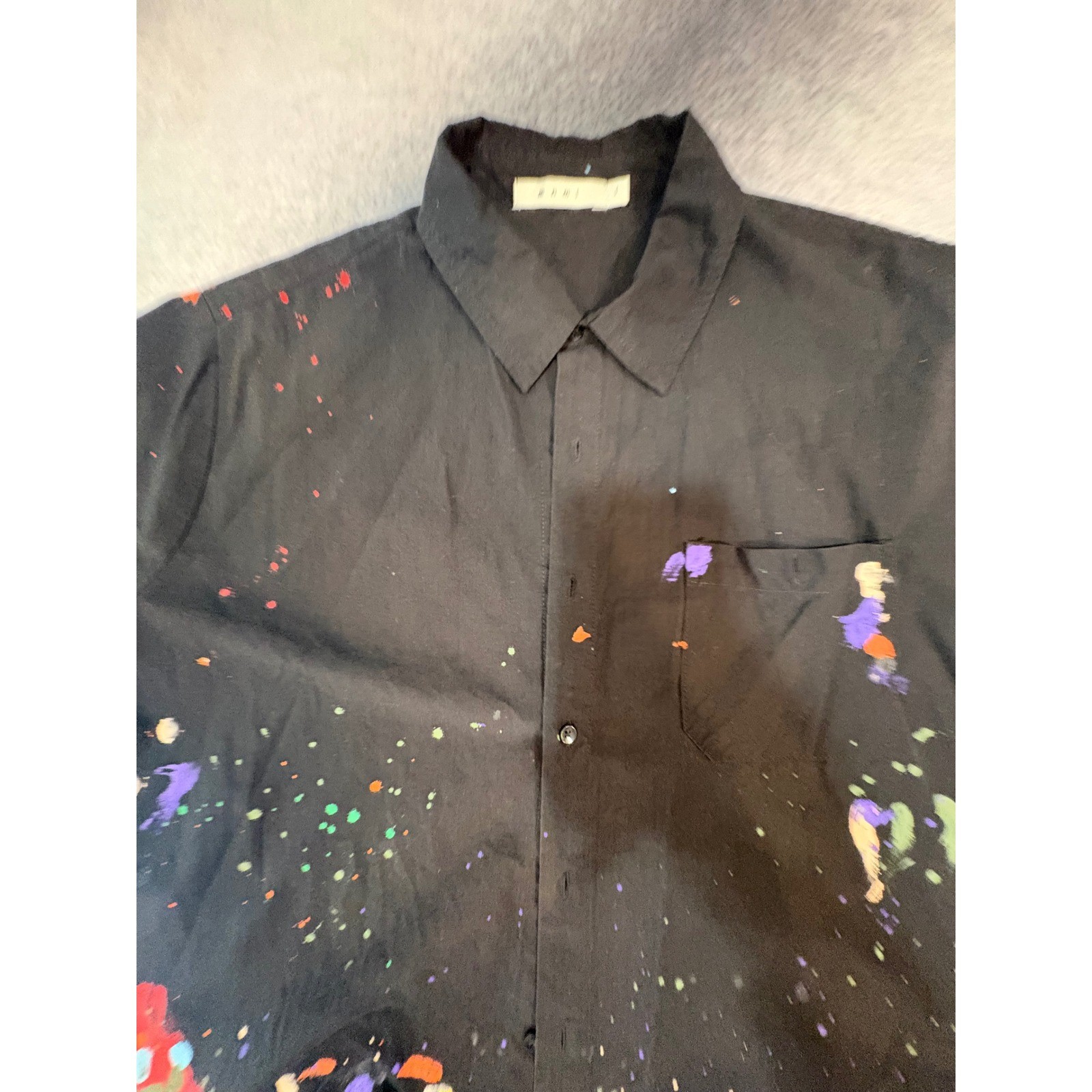 (B2) MNML Studio Des Arts Visuels Paint Splatter Cropped Shirt Black S M L Mens
