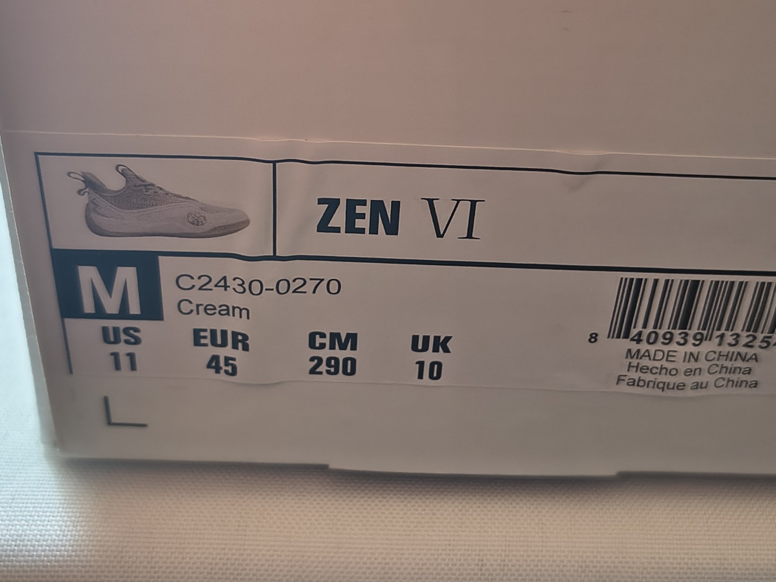 361 Zen Energy-X Gold/Beige/White Basketball Shoes ZEN VI/6 in Size 11 Men’s 11m