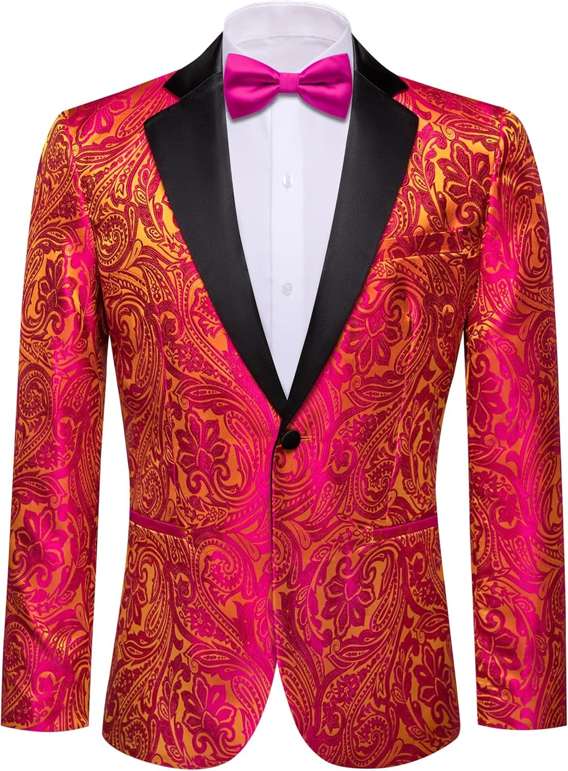 Men’s Floral Paisley One Button Blazer Tuxedo Jacket for Carnival Party Gift