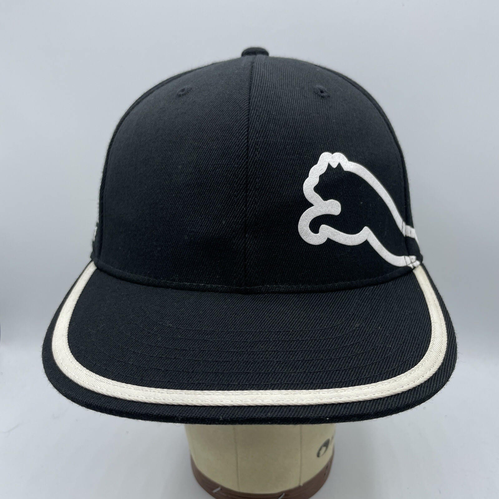 Puma Golf Hat Adult Flex Fitted 6 7/8-7 1/4 Black White Logo Cobra Ricky Fowler
