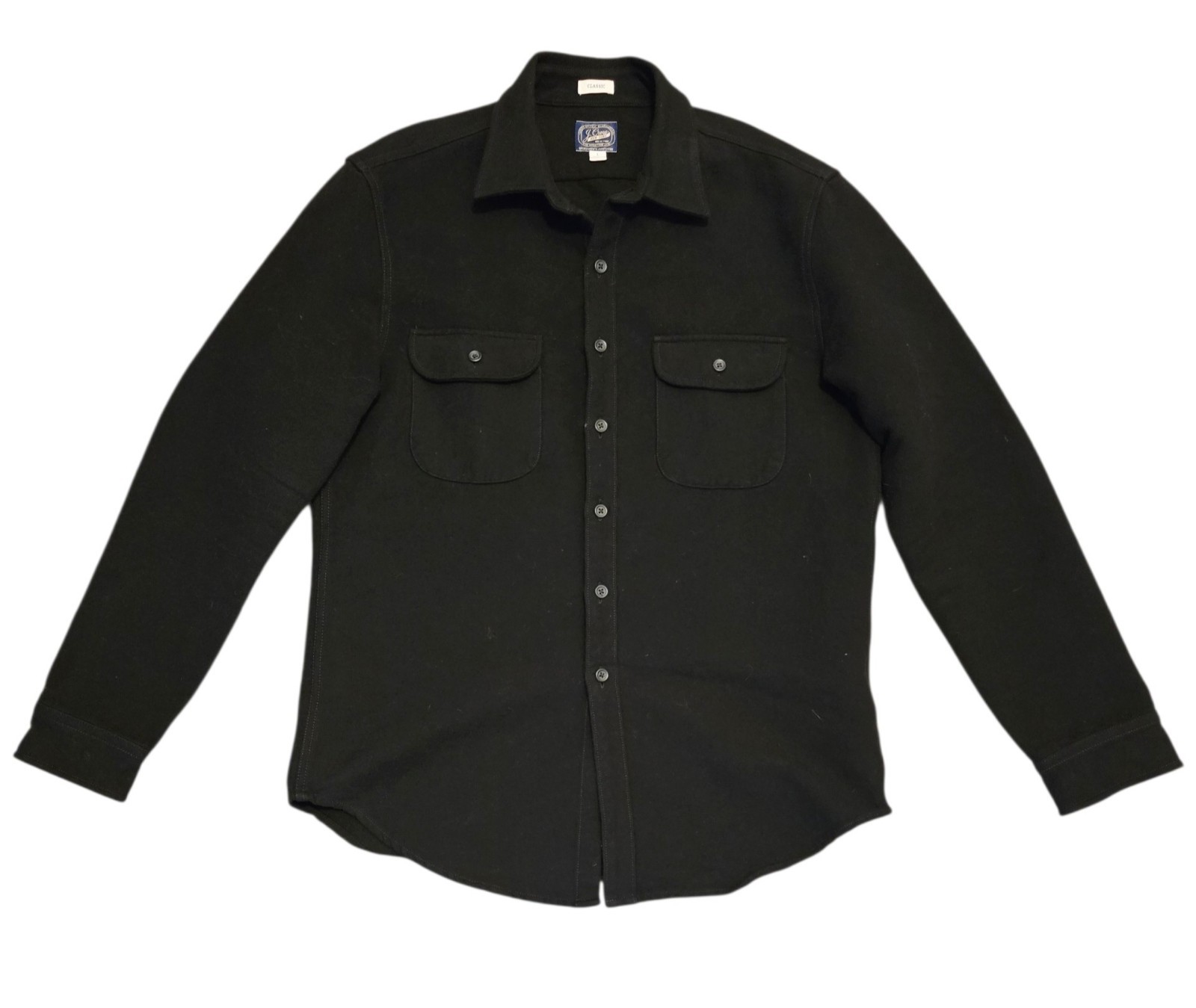 J.Crew Jacket Shirt Shacket Chamois Mens L Black Heavyweight Flannel Cotton
