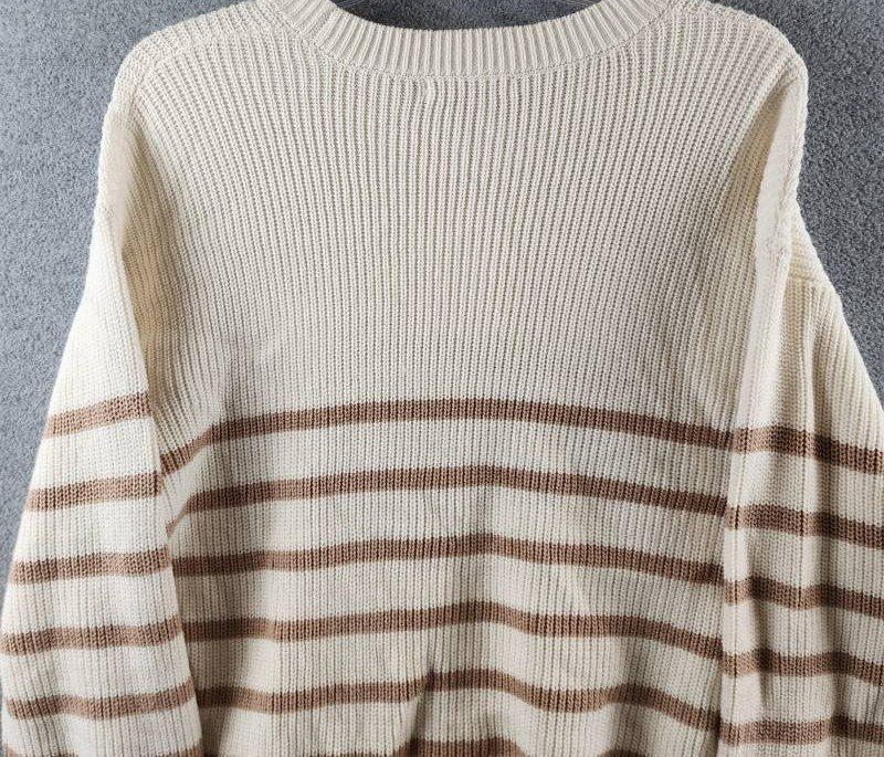 Three Dots Abigail Striped Crewneck Sweater Women’s XL Sugar Swizzle Stripe L/S