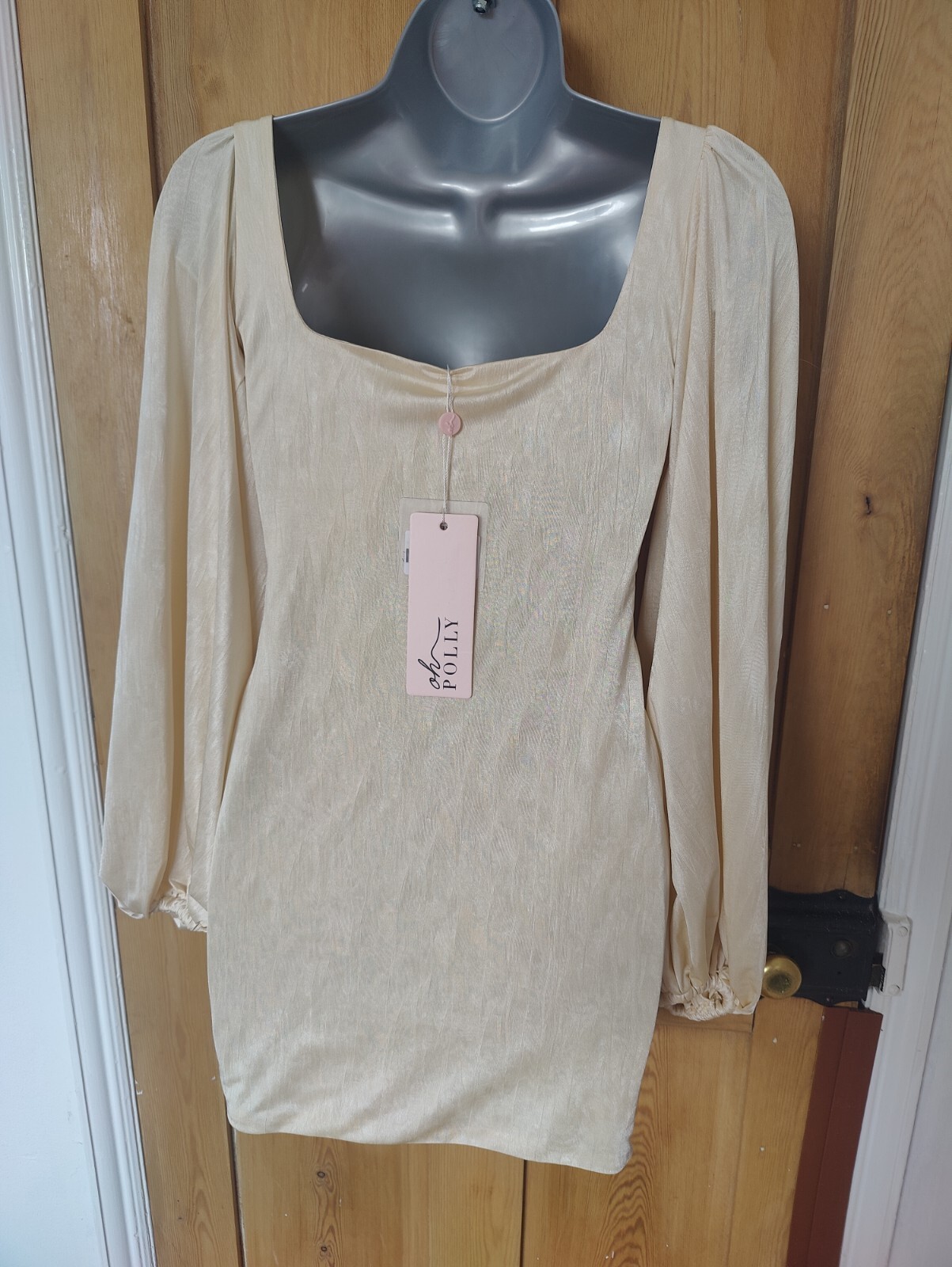 Oh Polly Dress Size 6-8 Cream Midnight Oasis Cut Out Bodycon Mini Party Date NEW