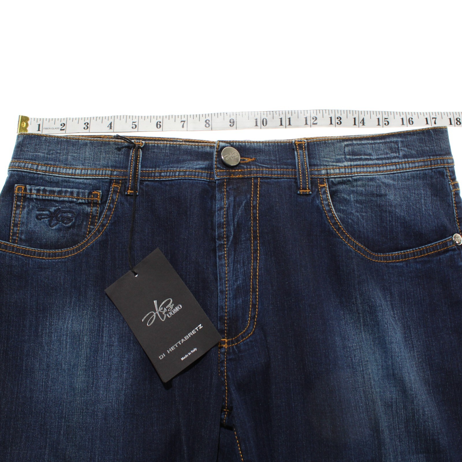 Hettabretz NWD Five Pocket Jeans Size 50 (34 US) In Blue Cotton Blend
