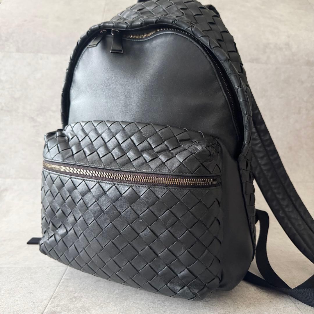 Bottega Veneta Intrecciato Leather Backpack (Black) No Noticeable Scratches