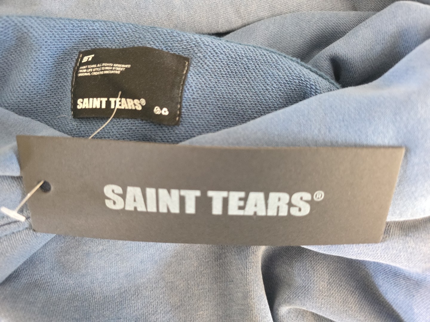 Saint Tears Chainsaw man over sized hoodie XL stone washed blue
