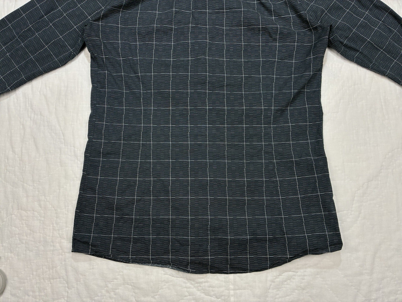 Hugo Boss Slim Fit Gray Geo Check Button Down Shirt Mens Large