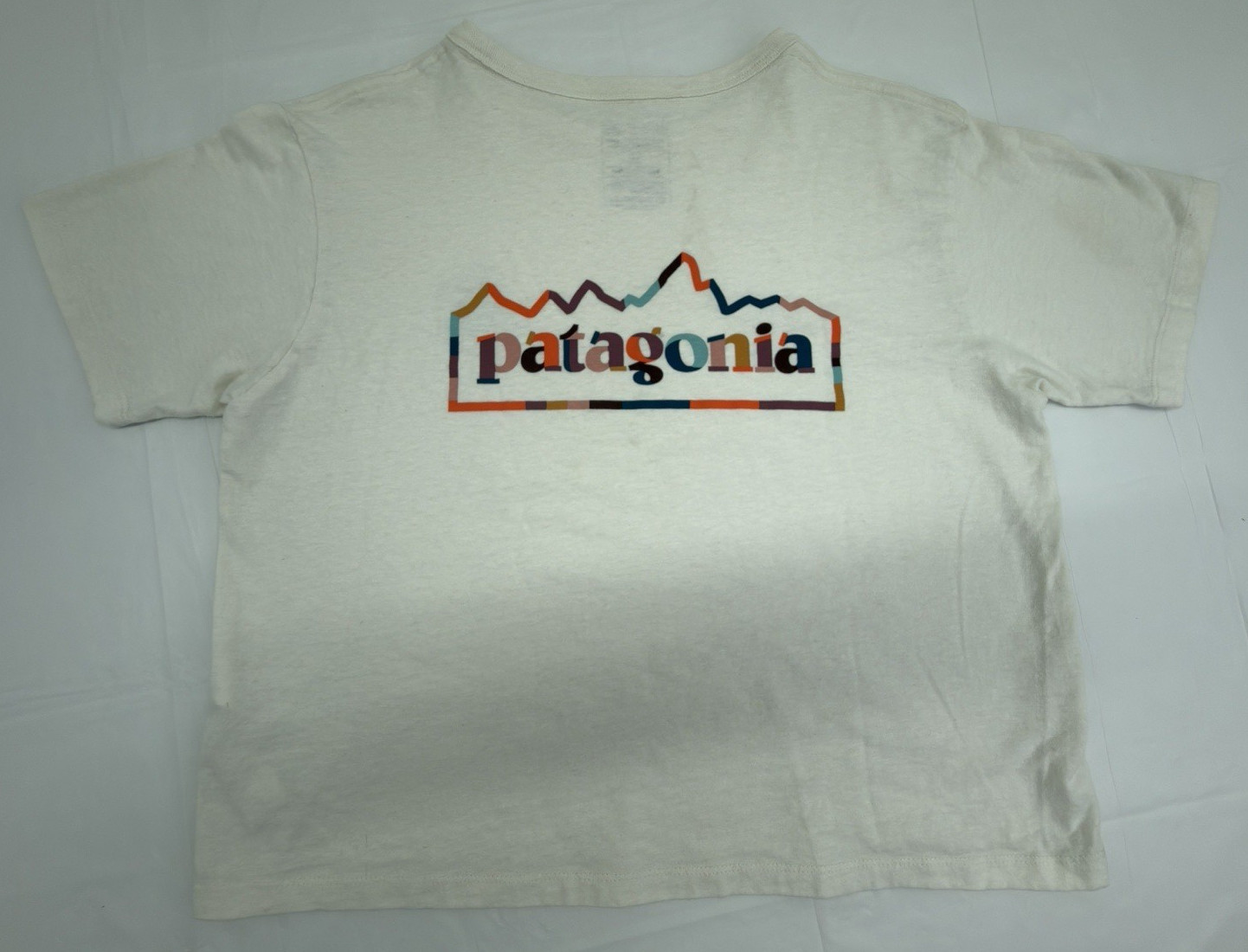 Patagonia Women’s Medium Unity Fitz Easy Cut Responsibili Tee Shirt Birch White
