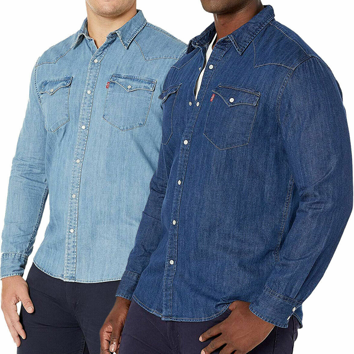Levi’s Men’s Big & Tall Barstow Western Pearl Snap Casual Denim Dress Shirt