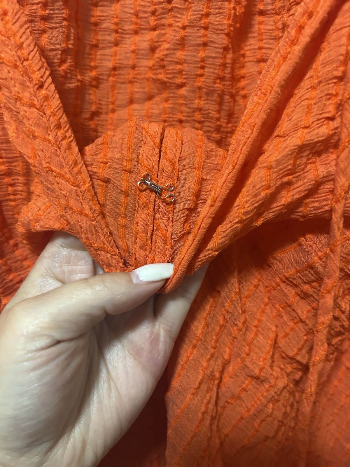 Torrid Textured Gauze Peasant Blouse Semi Sheer Size 2 (2X) Bright Orange