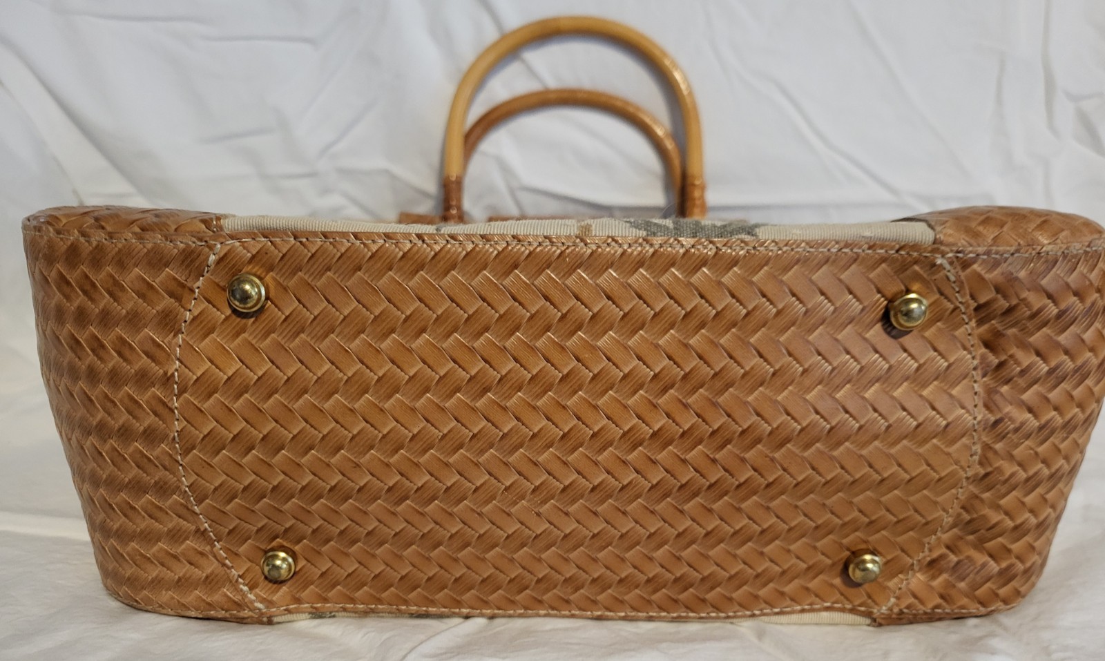 Brahmin Ceclia Embroidered / Woven Satchel Purse Copa Cabana Collection 1990s