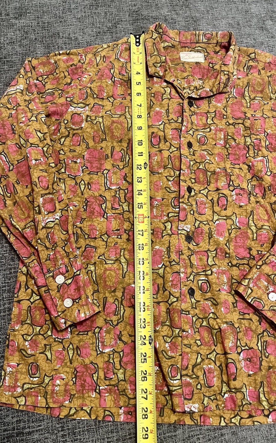 VTG 1950’s Ross Sutherland Made Hawaii Poly LONG SLEEVE SHIRT XL Brown/Pink