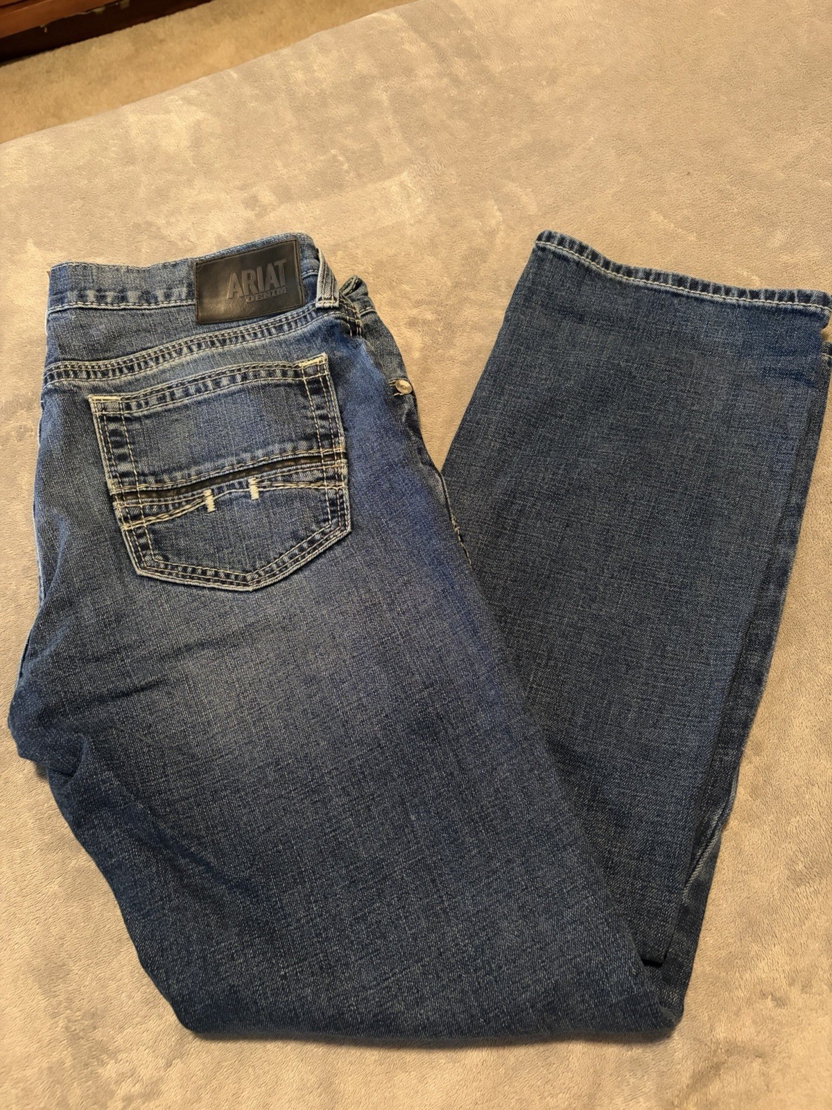 Ariat Men’s Slim Fit Straight Leg Blue Medium Wash Denim Jeans