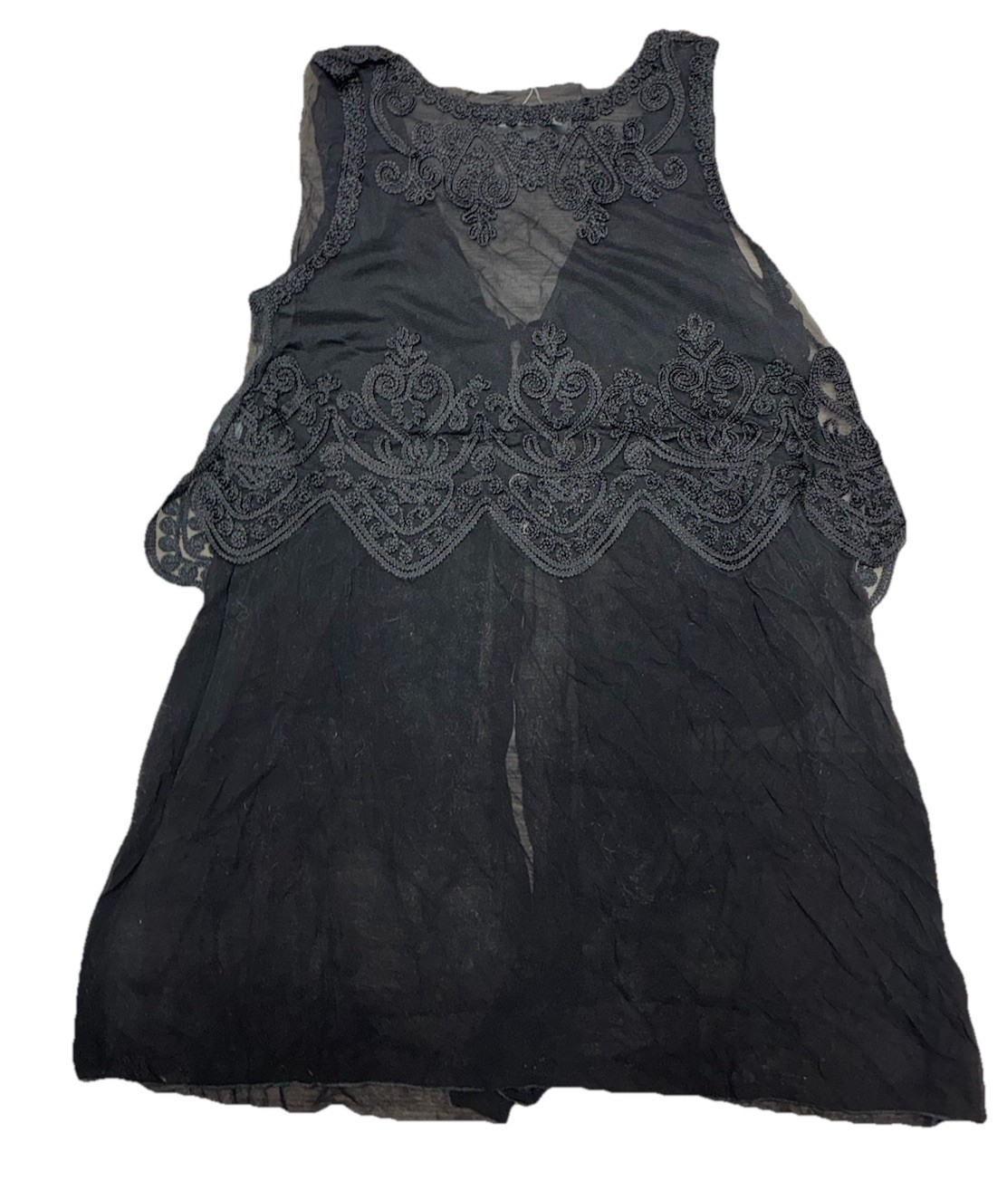 Pretty Angel Tunic Vest L Black Silk Blend Layered Lace Boho Fairy Grunge NEW