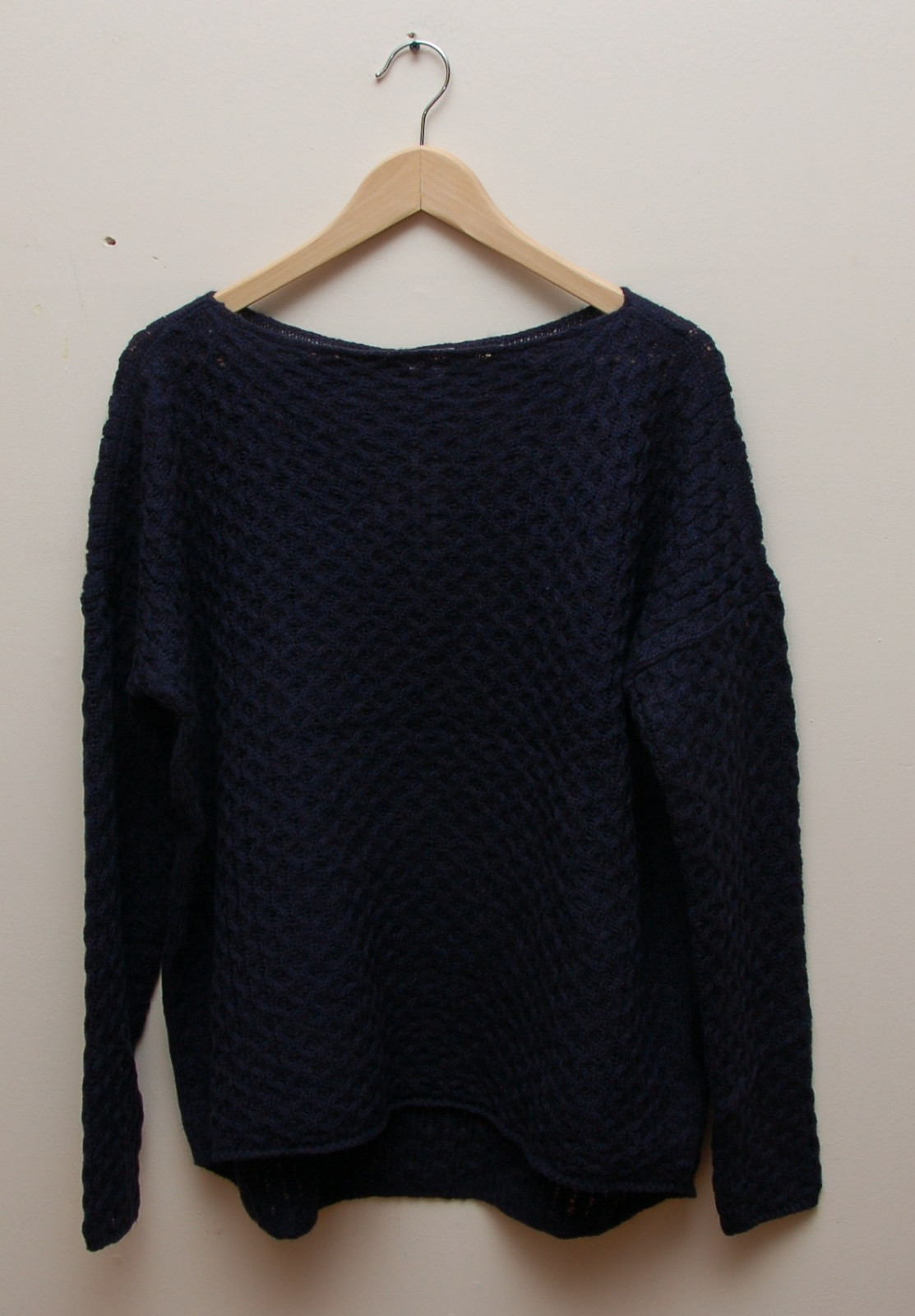 W527 NWT VINCE MINI CABLE TAIL WOMEN SWEATER SIZE L in NAVY $285