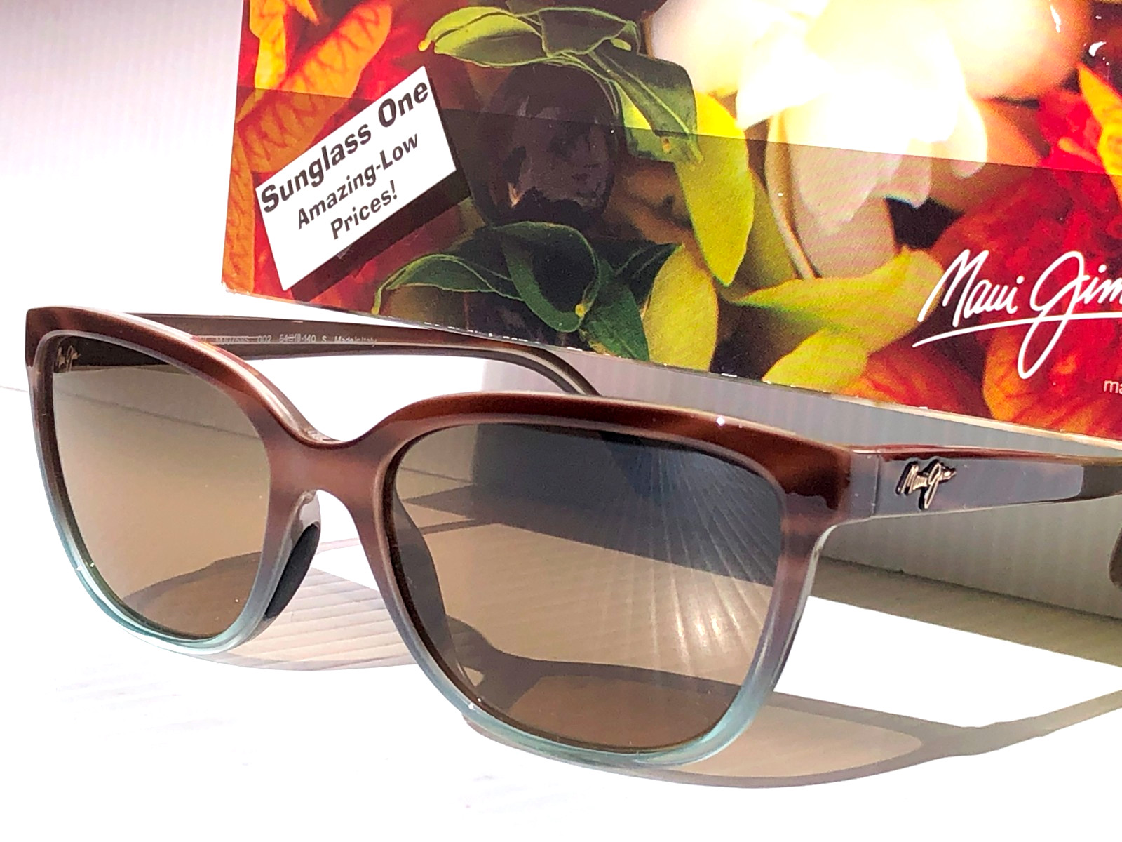 NEW Maui Jim HONI Sandstone & Blue POLARIZED HCL Bronze GLASS Sunglass HS758-22B