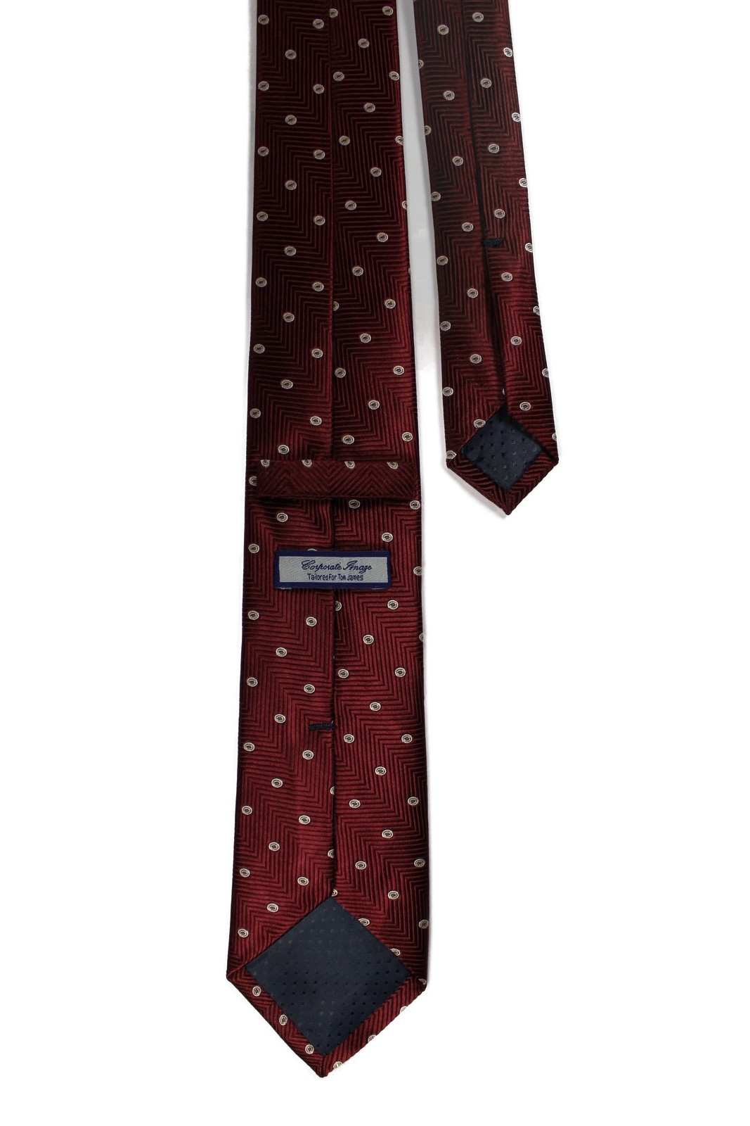 CORPORATE IMAGE Silk Tie Tom James Red Geometric Classic Mens Necktie