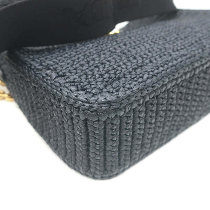 Prada Re-Edition 2005 Crochet Raffia Crossbody Black Small Shoulder Bag NEW