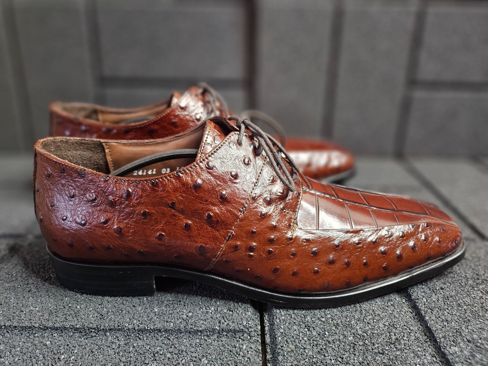 Stacy Adams Men’s Dress Shoes Brown Ostrich and Crocodile Leather Size 10.5