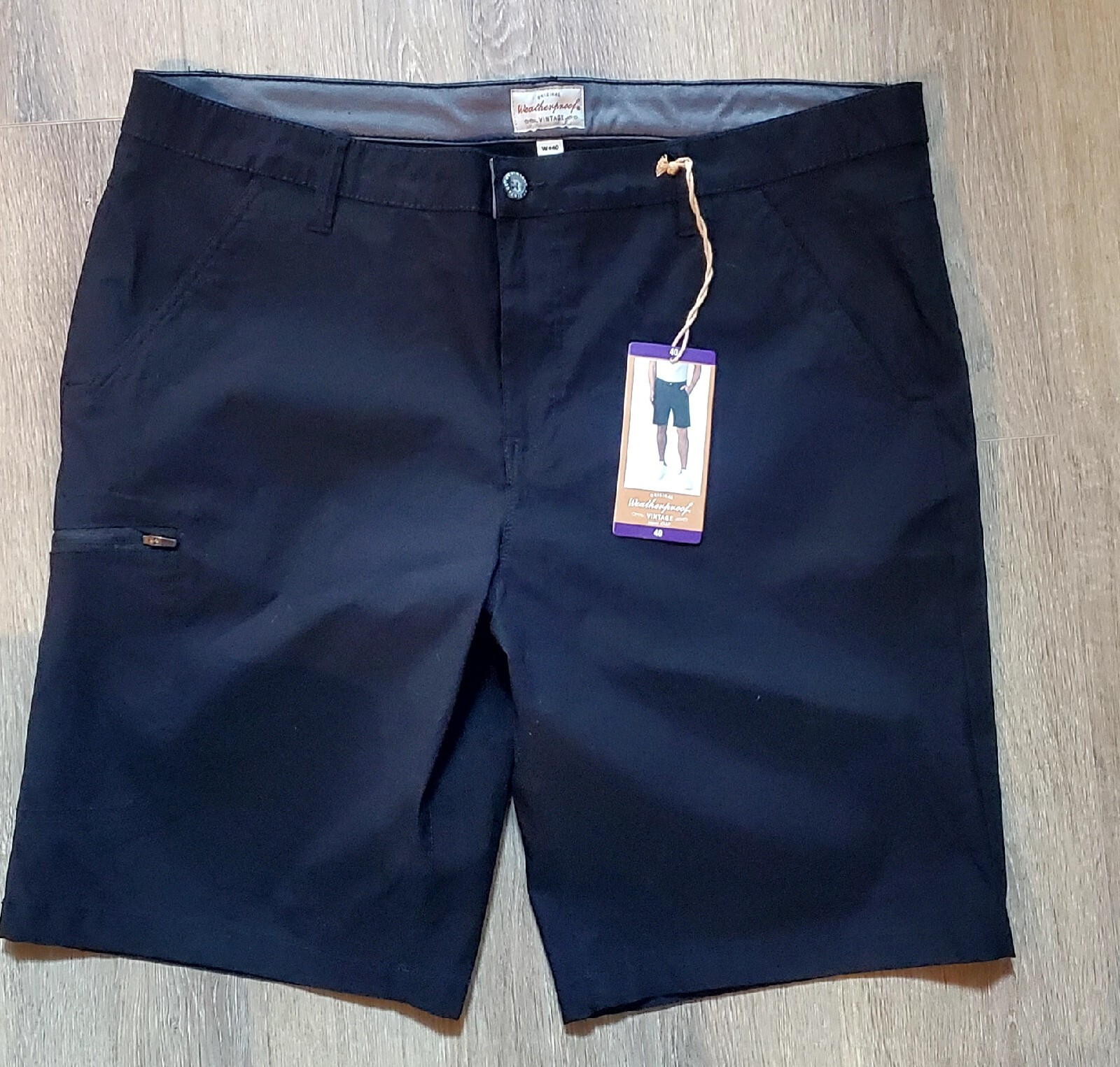 Weatherproof Vintage Shorts Black Cargo Original Trail Men 40 Nylon /Span NWT