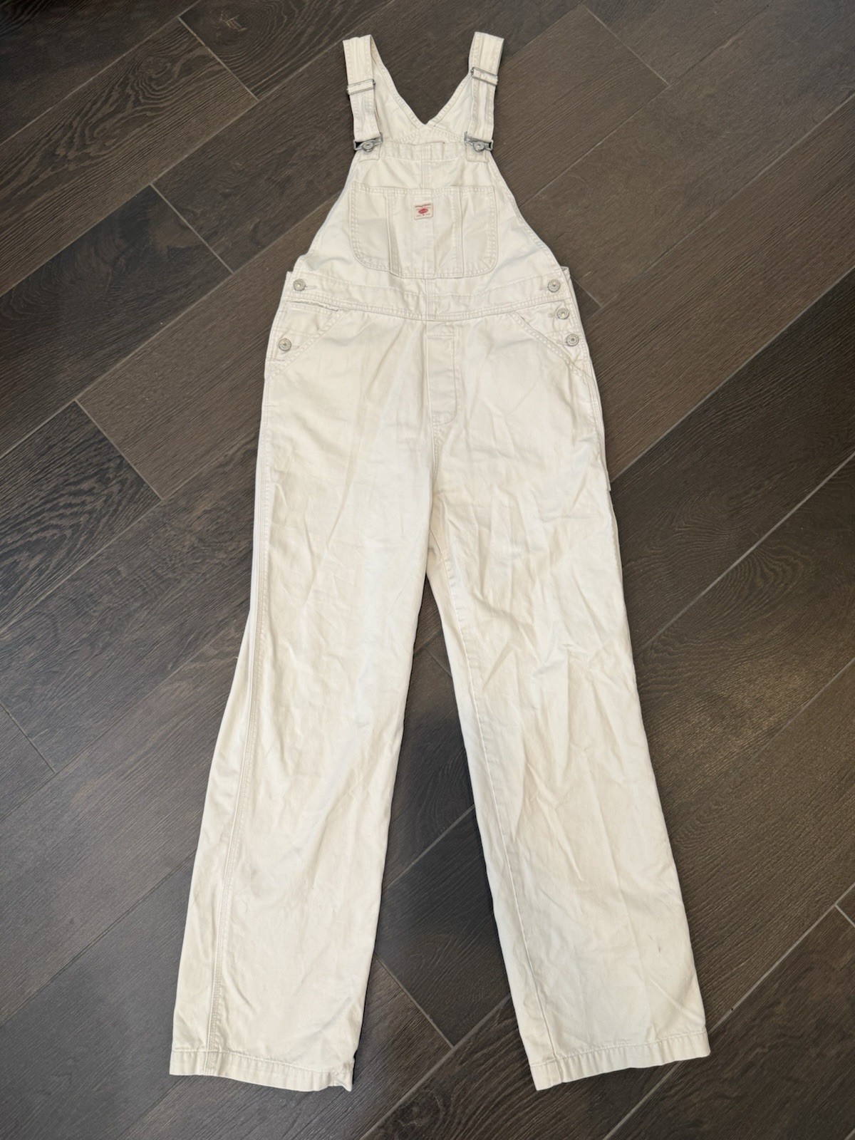 Unionbay Overalls Cream Sz Med Y2K 90s Vtg Bib Minimalist Carpenter Streetwear