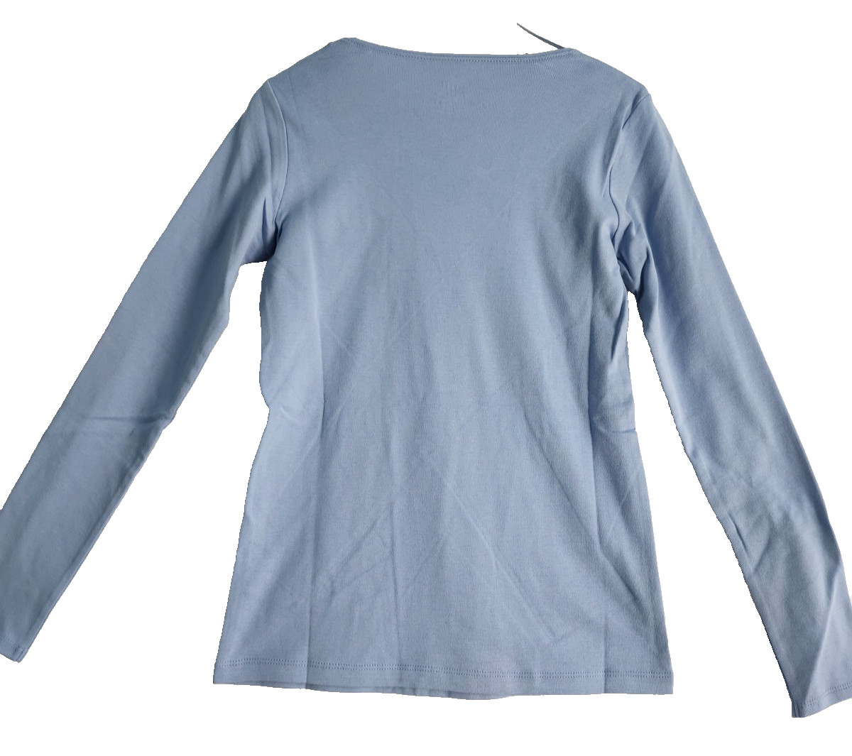 Womens J Jill Pima Cotton Long Sleeve T-shirt Set of 2 White Light Blue XS