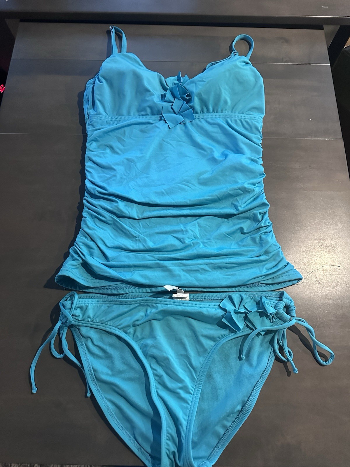 Kenneth Cole Women’s Two Piece Turquoise Blue Swim Suit Size Med