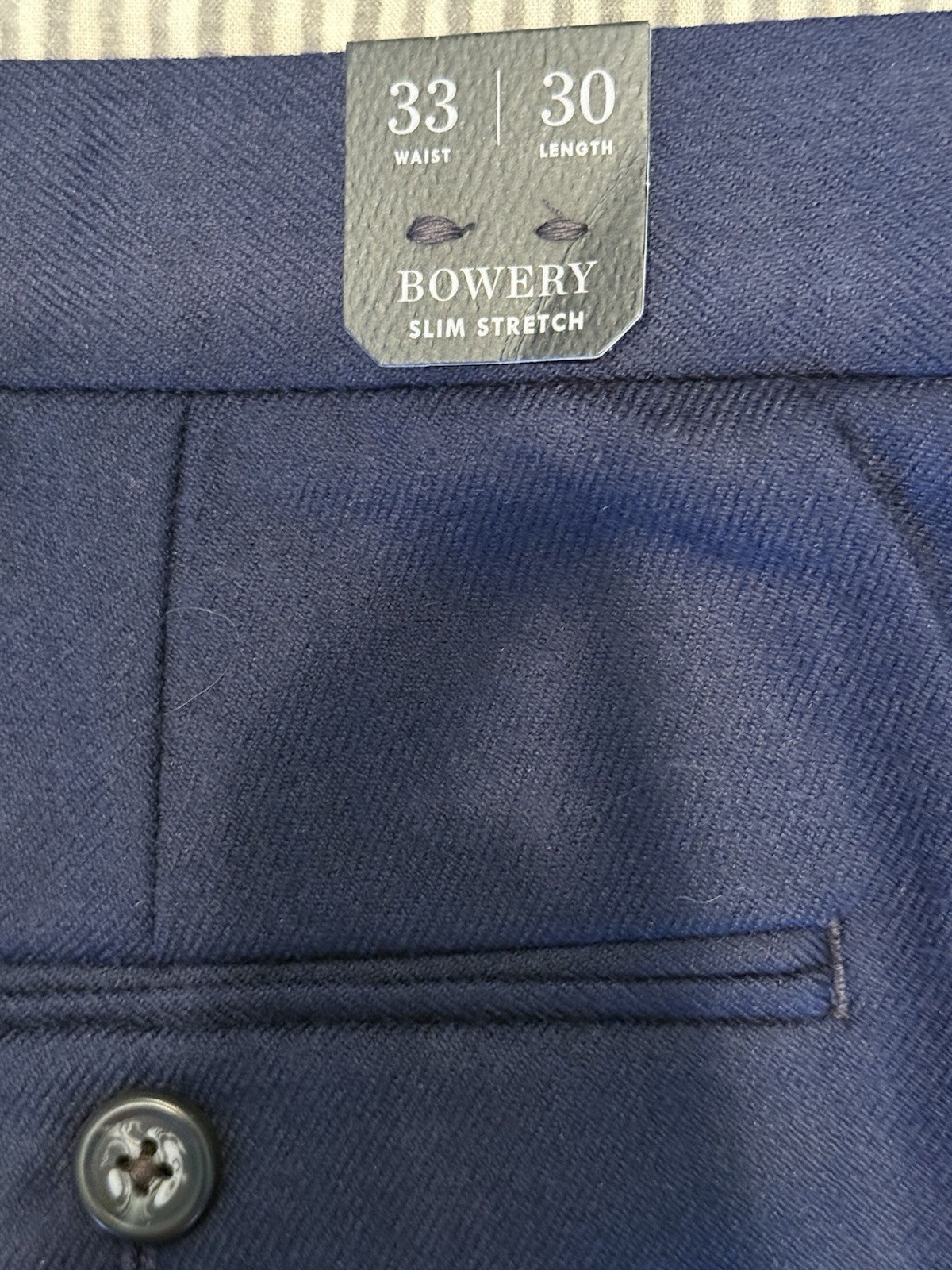 Men’s J. Crew Bowery Slim Stretch Dress Pant-33 x 30-Navy-NWT