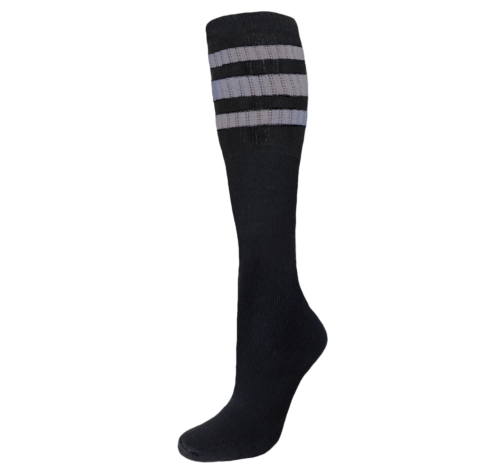 12 PAIRS BLACK STRIPED TUBE SOCKS COTTON FULL CUSHION OLD SCHOOL SOCKS 22 INCH