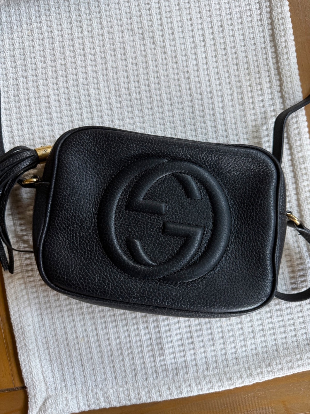 Gucci Soho Disco Gold Hardware Crossbody Small Black Leather.