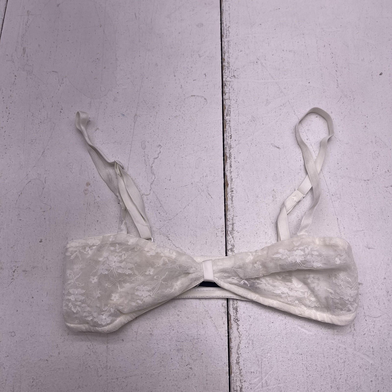 Lioness Bralette Bra Womens XS White Floral Lace Sheer Wireless Unlined Stretch