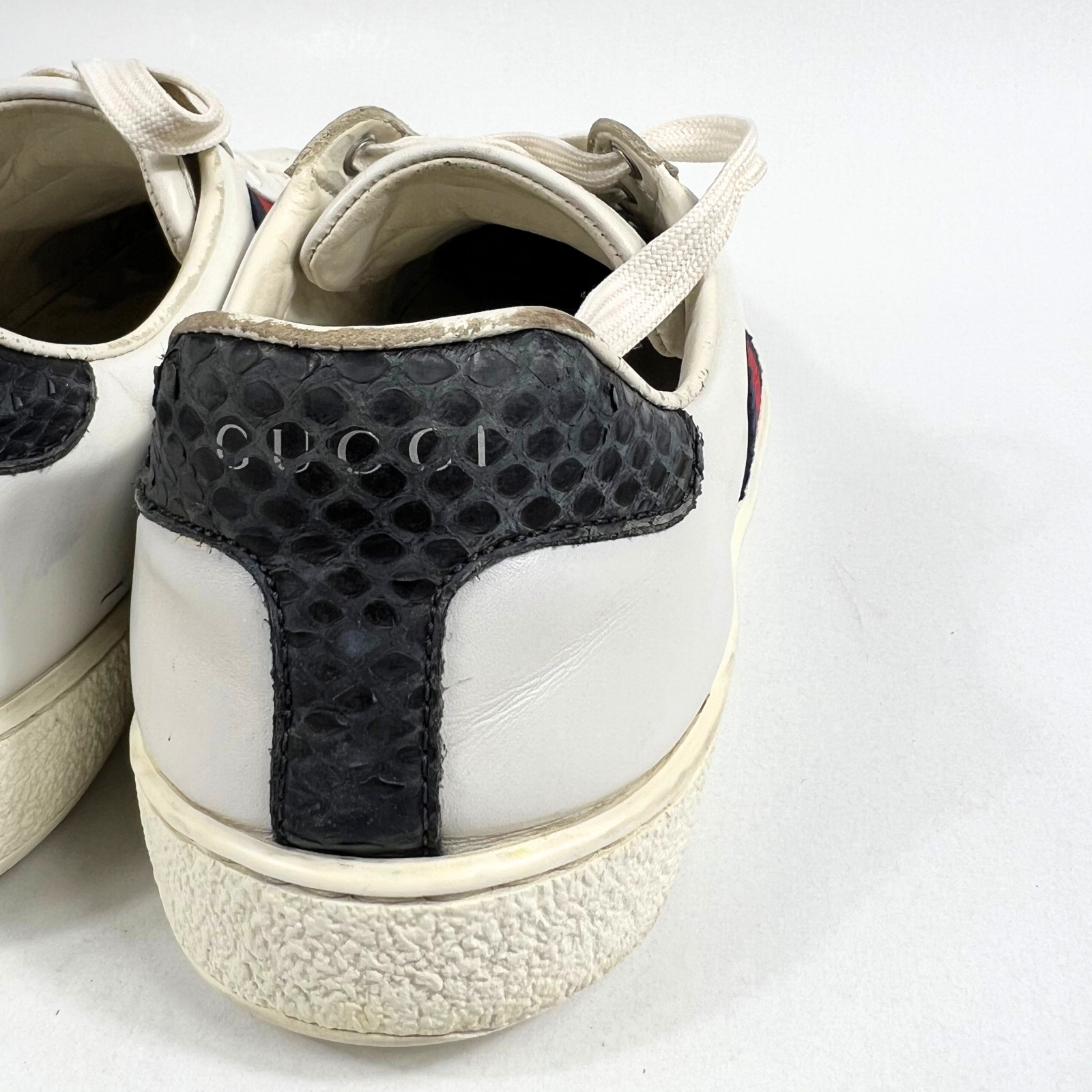 Gucci Ace Web Stripe Sneakers Men’s Size 6 White Leather Low Top Trainers Shoes