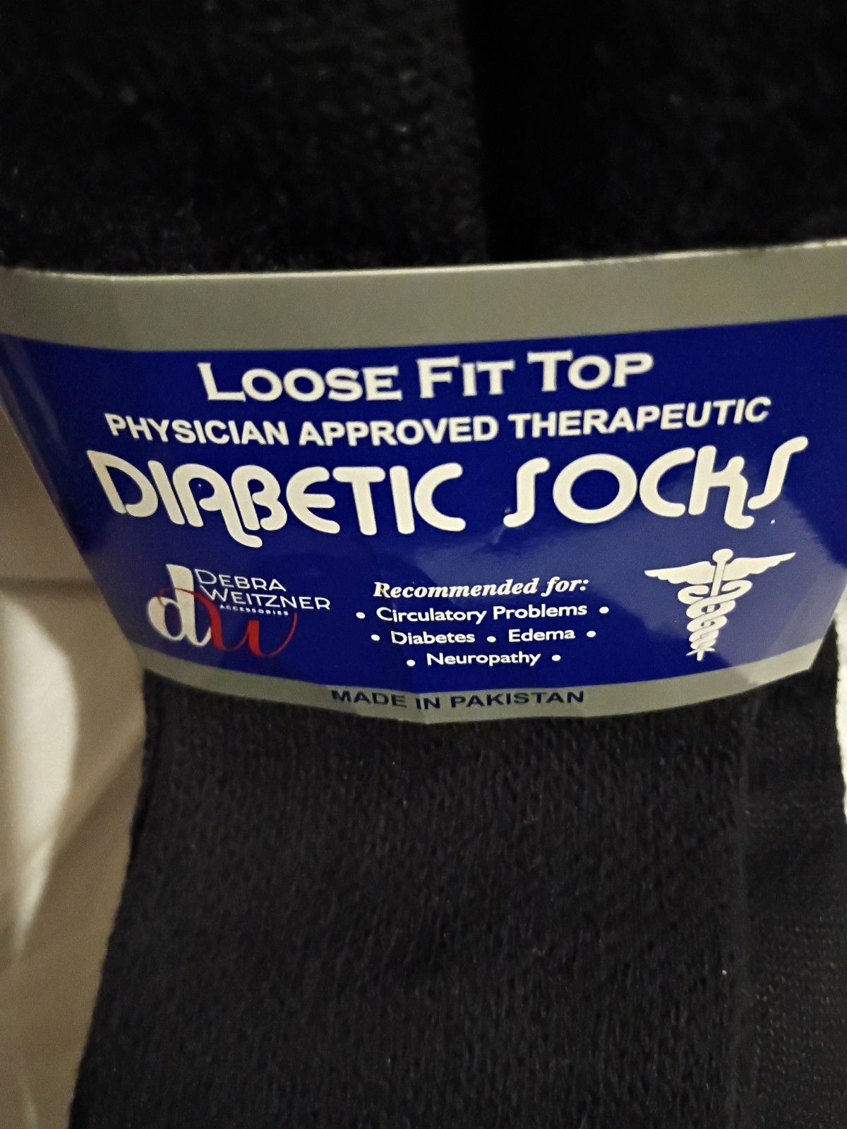 Debra Weitzner Therapeutic Crew Socks Black Men’s Size 10-13 Cotton Blend