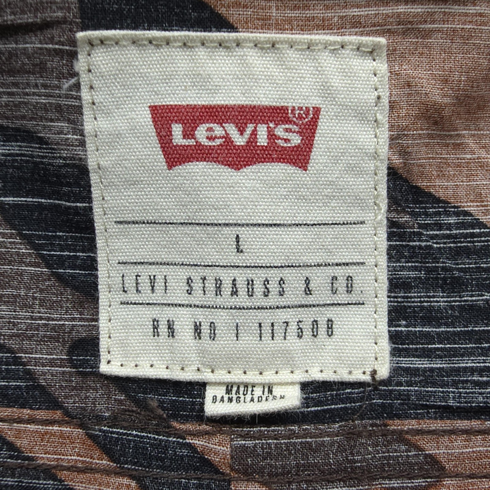 Levis Mens Shirt Large Brown Black Camo Casual Workwear Hide Hunt Outdoors Camp