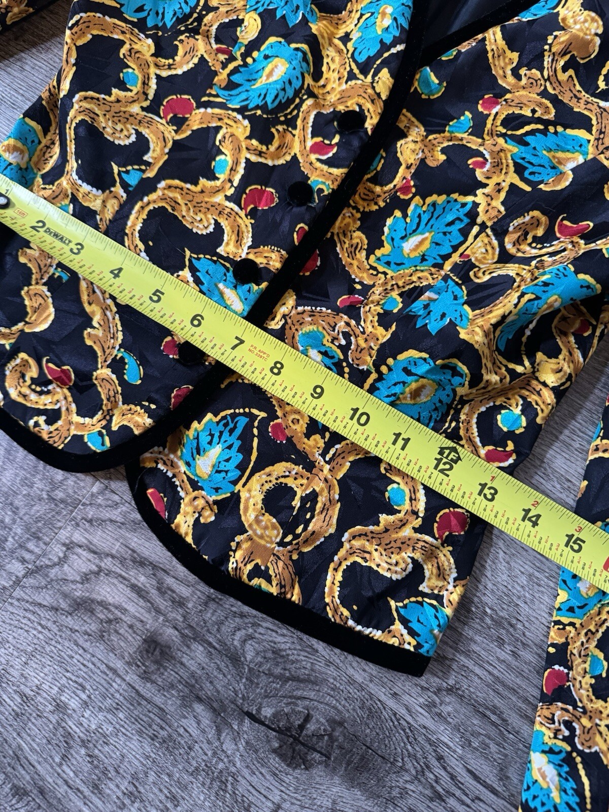 Maggy London 100% Silk Colorfull Retro Uniform Size 4 Cropped Puffed Shoulder