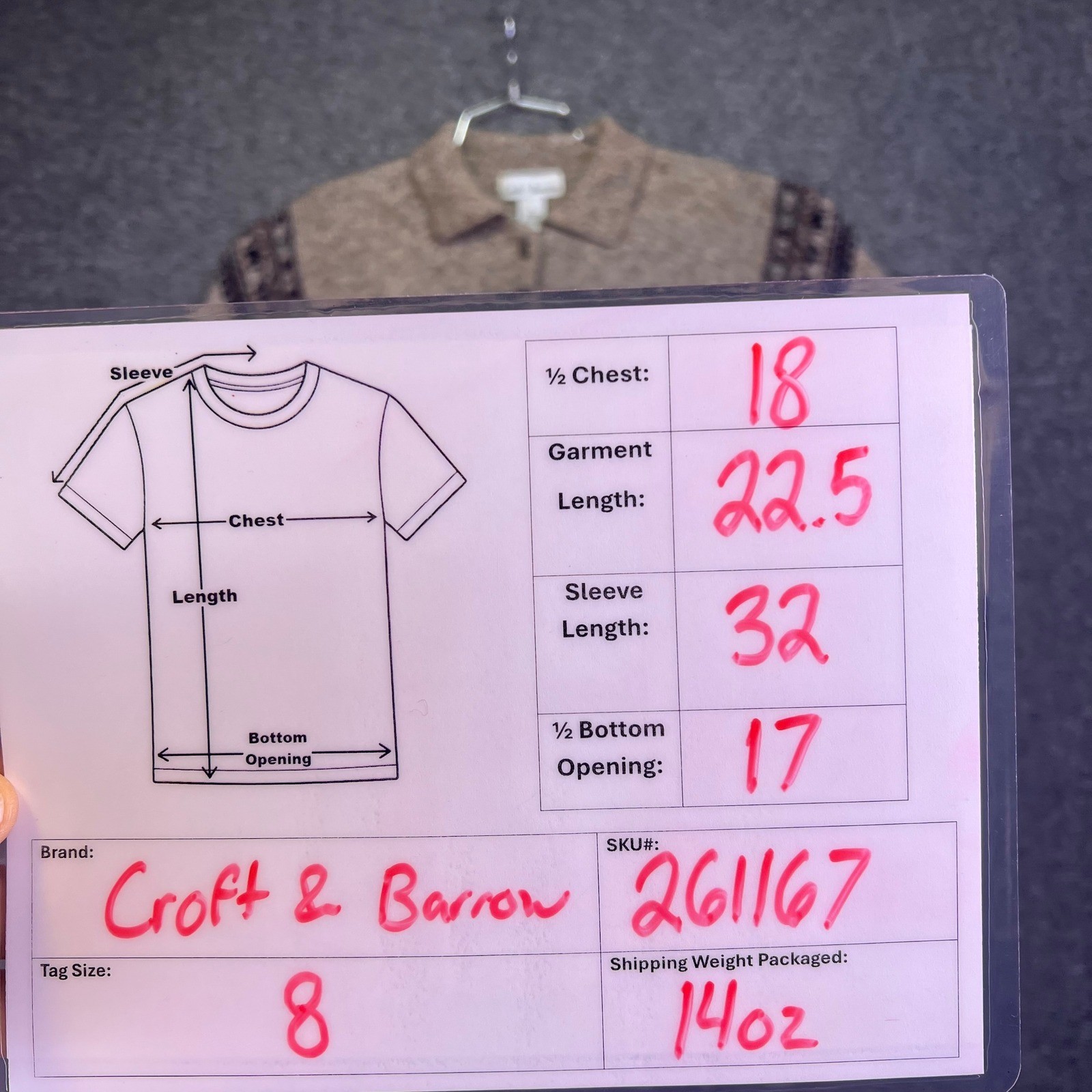 Croft & Barrow Wool Cardigan Womens Small Tan Fair Isle Button Casual Collared