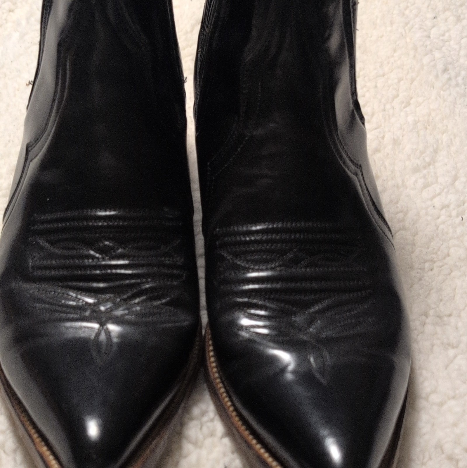 Rudel Men’s Black Leather Chelsea Ankle Boots Pointed Toe Pull-On