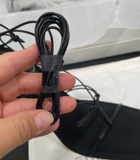 Good American Caged Neoprene Lace Up Sandals Square Sexy Square Heel Black 10