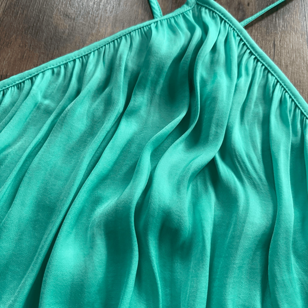 Naked Zebra L Turquoise Spaghetti Strap Halter Tank Top Preppy Artsy Boardwalk