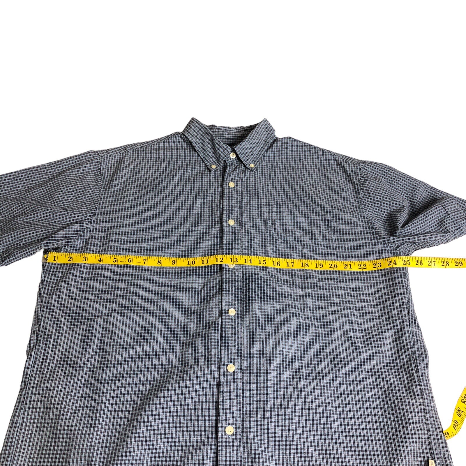 J Crew Shirt Men L Blue Plaid Short Sleeve Cotton Short Sleeve Button Y2K Preppy