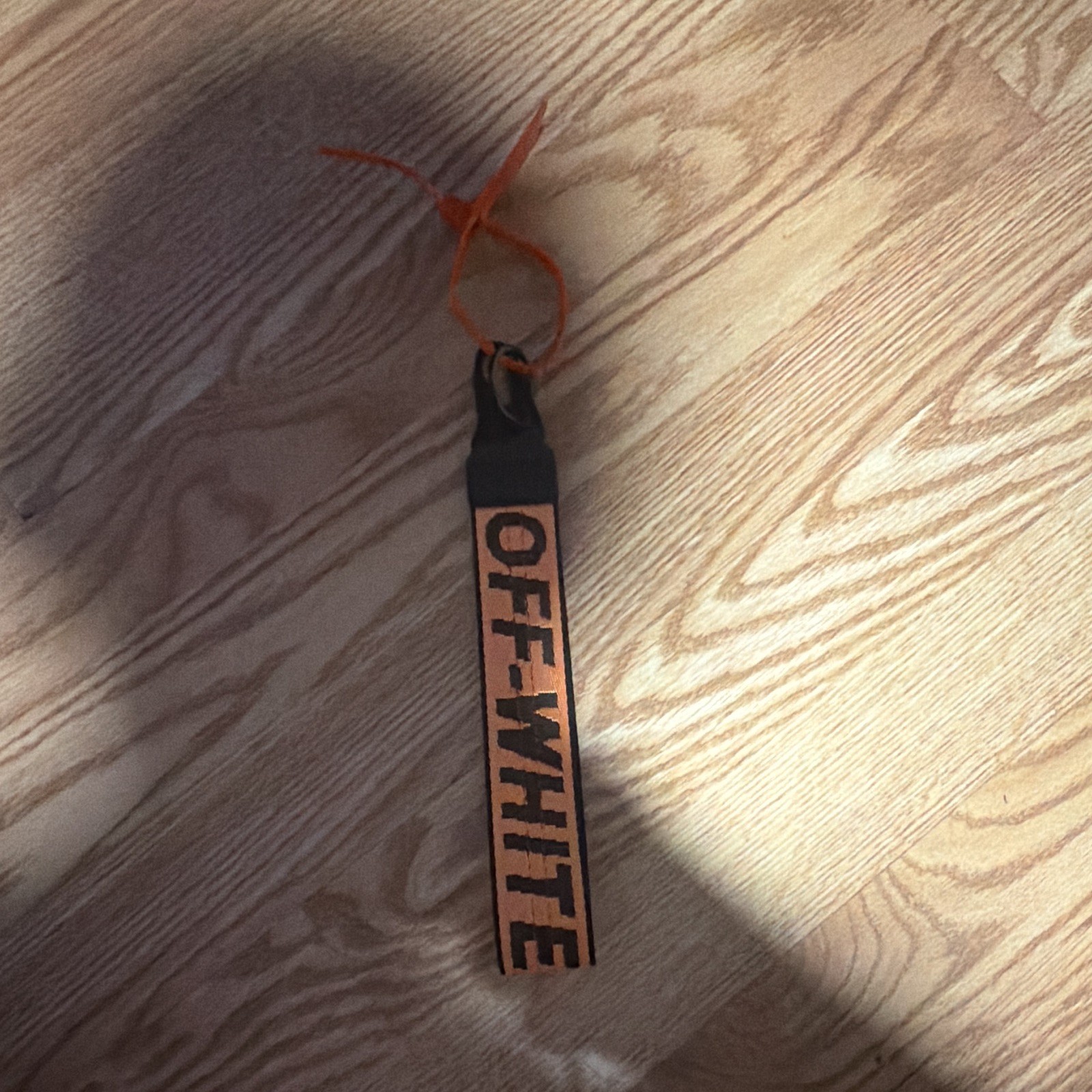 Off-White Orange/Black Logo Strap Key Chain w/ Carabiner, Detachable Nylon