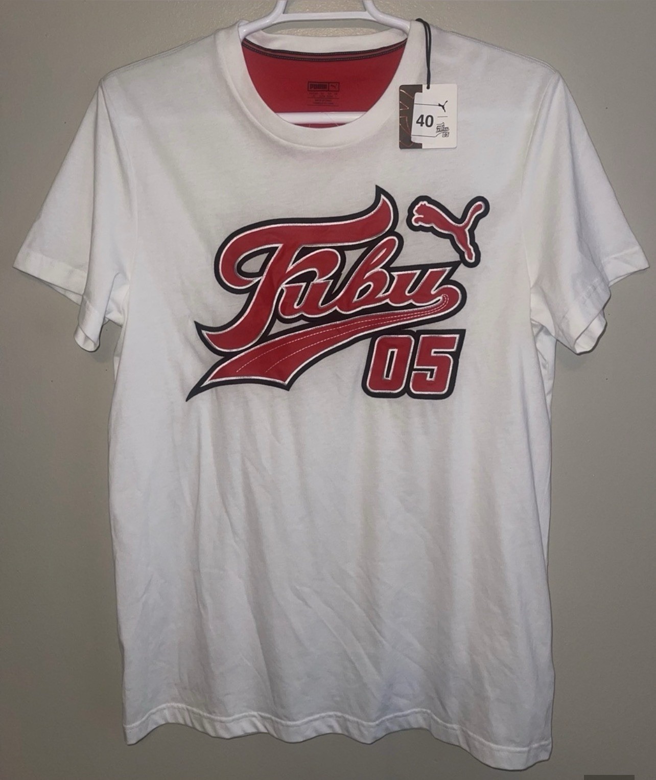 Puma-FUBU White Tee with Red and Black Script