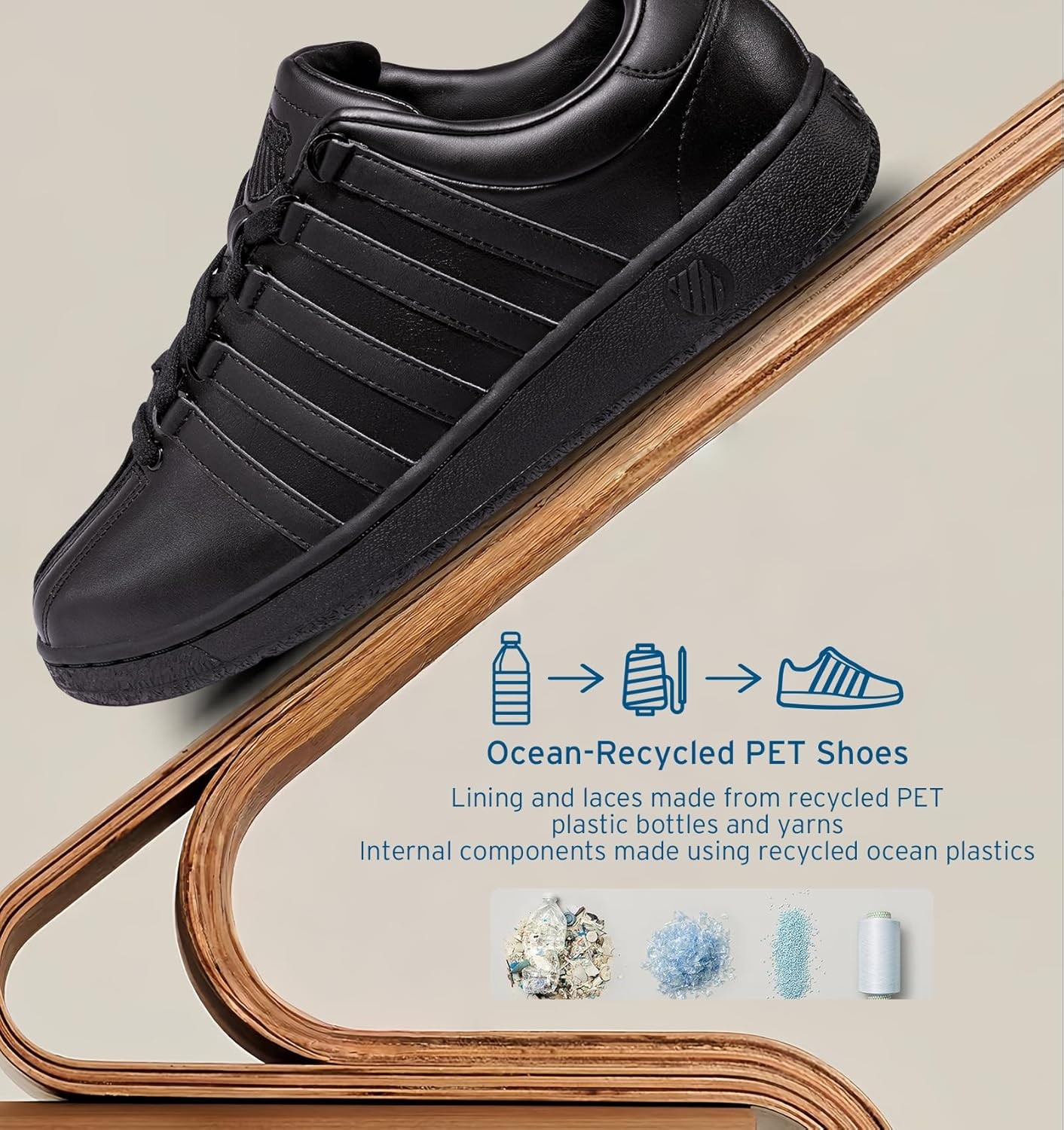 K-Swiss Men’s Classic VN Leather Sneaker, Regular Fit, Black/Black, Size Options