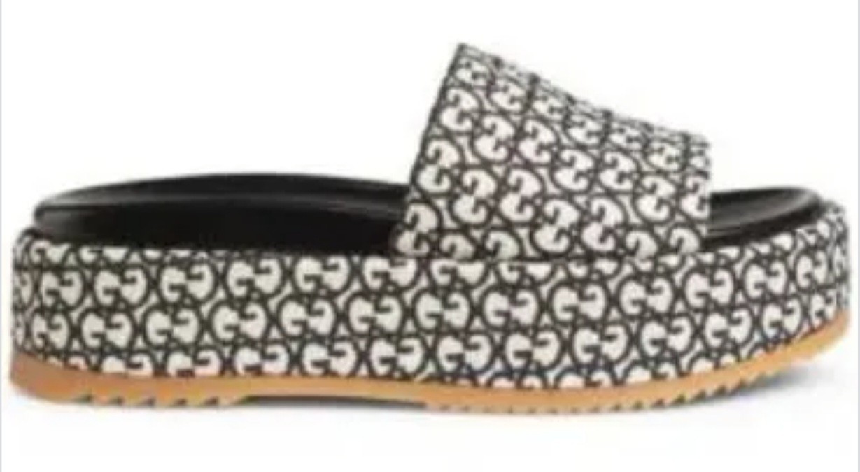 NEW Authentic Gucci Angelina Large Full GG Jacquard SlidesRetail $980