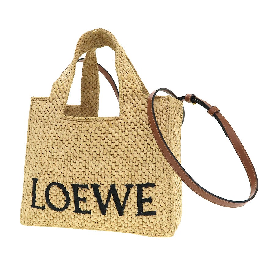 Loewe Loewe Font Tote Small (Raffia) A685B59X03 Beige Tote Bag #SAB16950