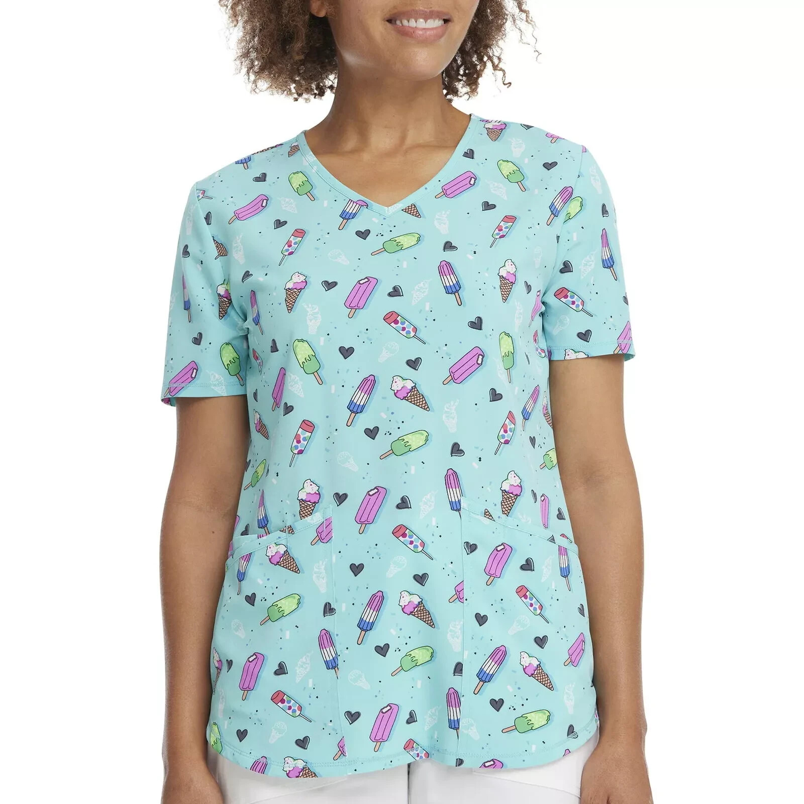 ScrubStar Chillin Treats Ice Cream Popsicles Nurse Uniform Scrub Top