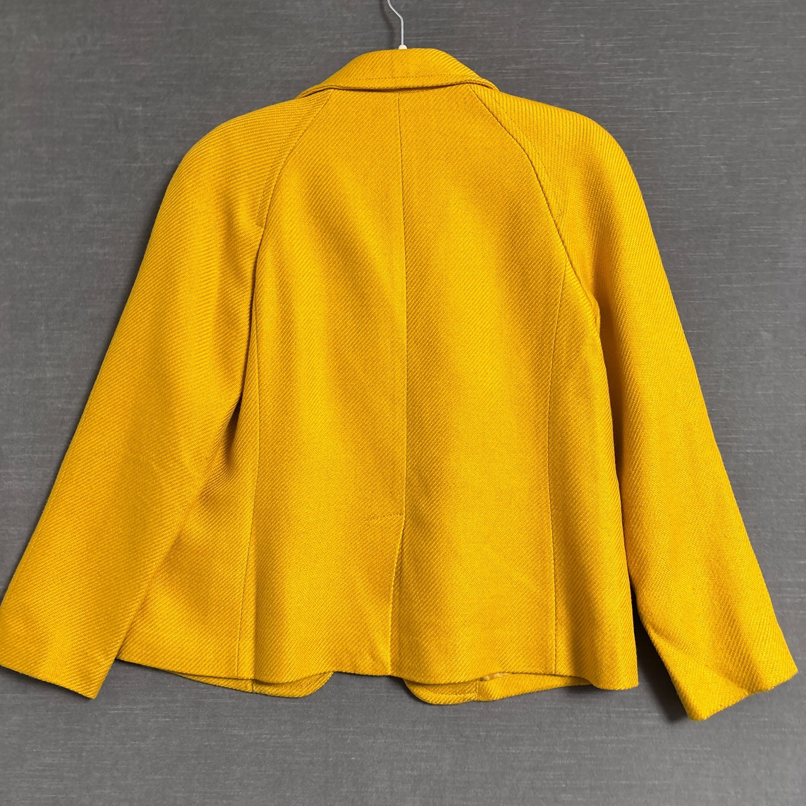 Talbots Blazer Jacket 10 Petite Mustard Yellow Wool Blend Raglan Heavy Career