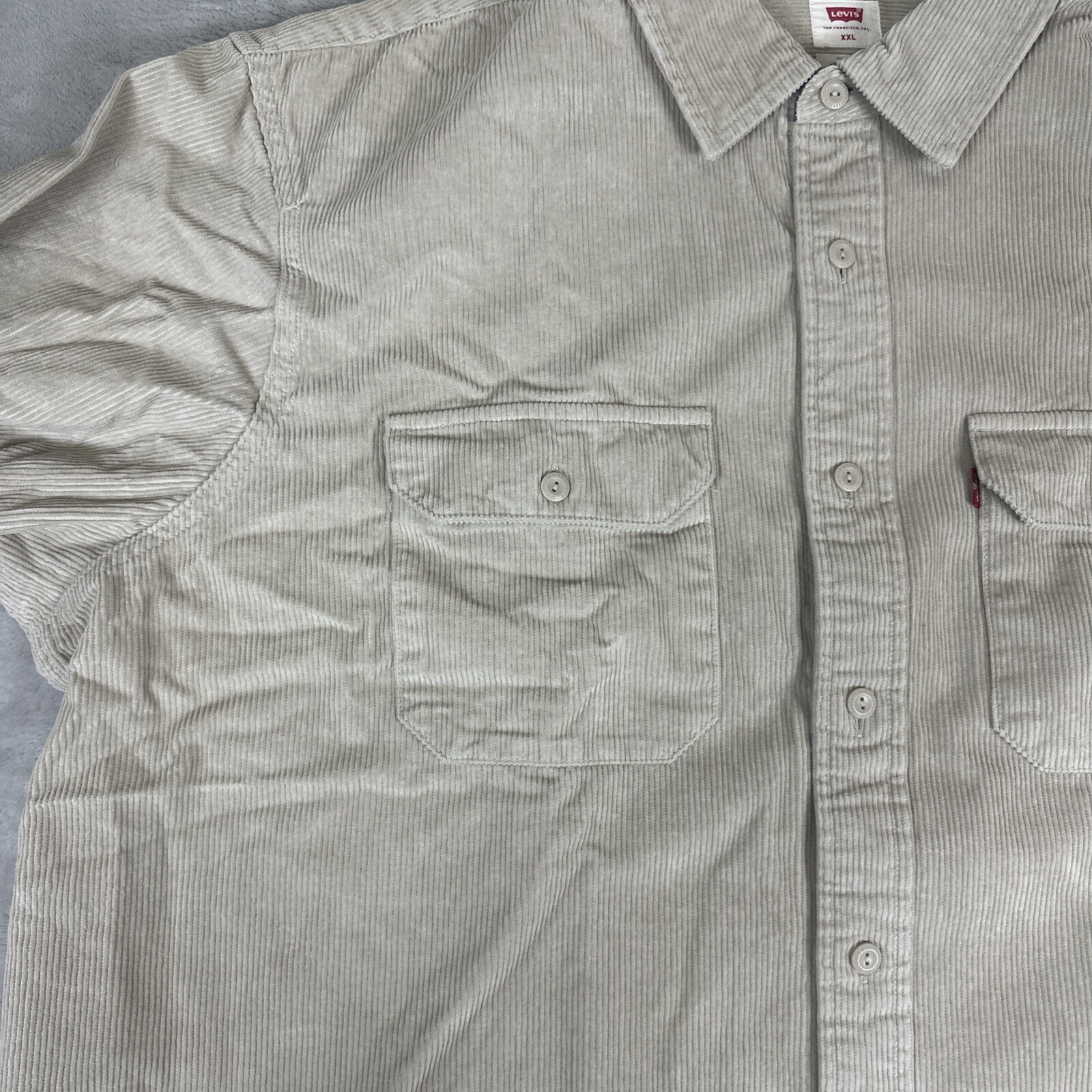 Levi’s The Worker Men’s Size 2XL Beige Corduroy Button Up Shirt Cotton Workwear