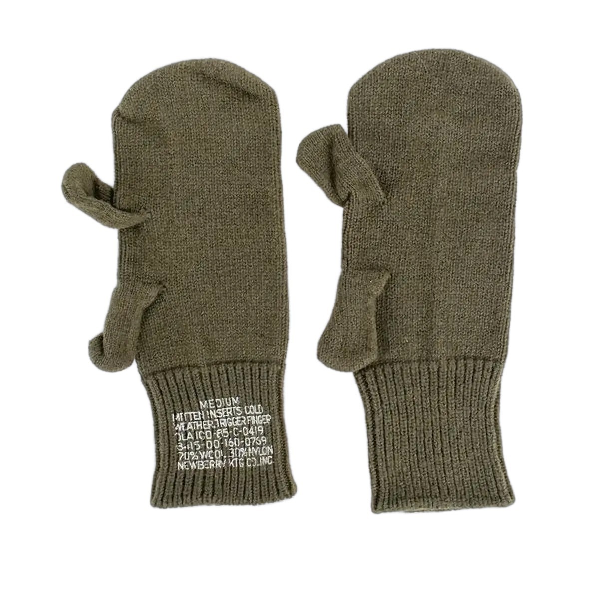 US Military Wool Trigger Finger Mitten Liners Medium 8415-00-160-0769 Wool Blend